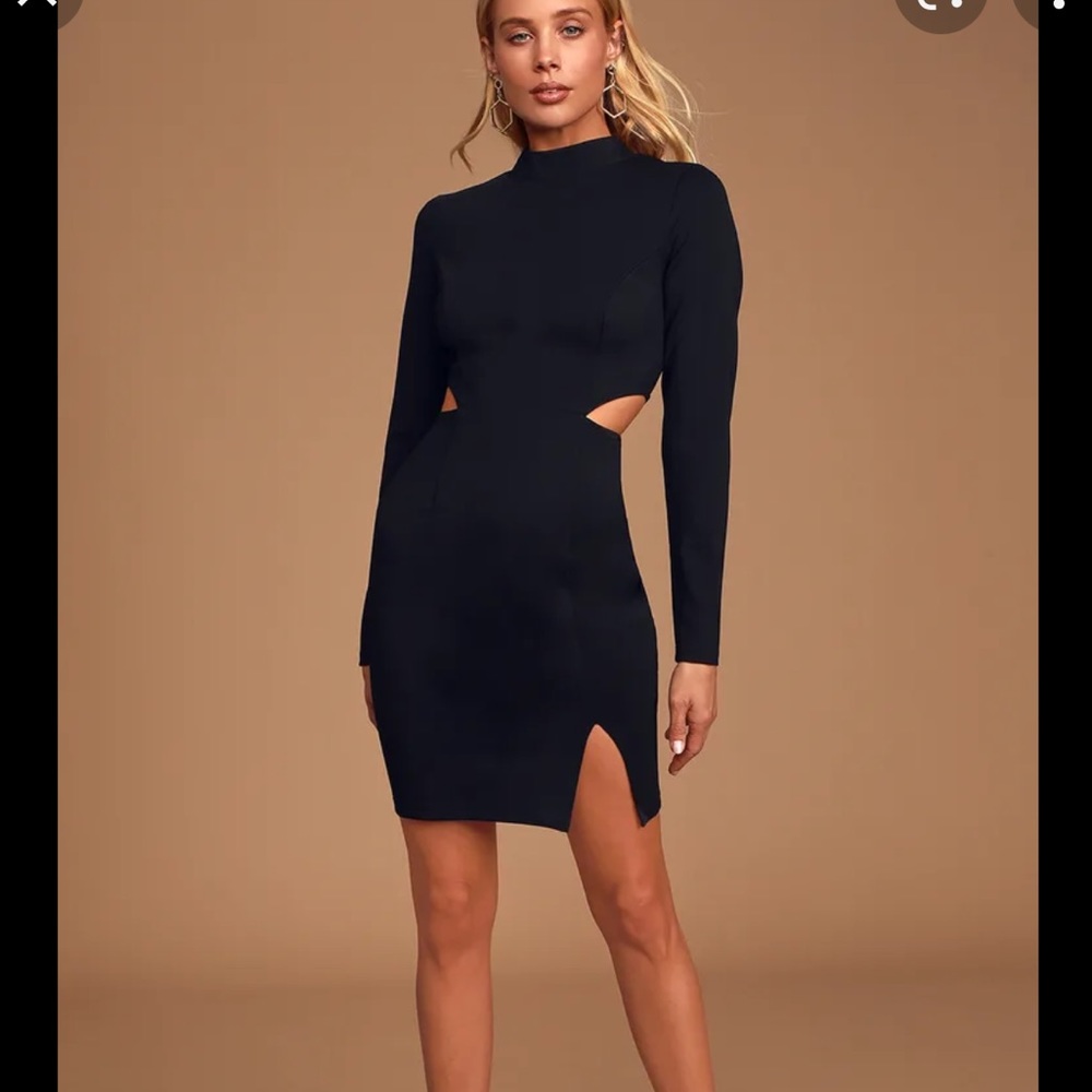 Lulu’s Awestruck black long sleeve mini